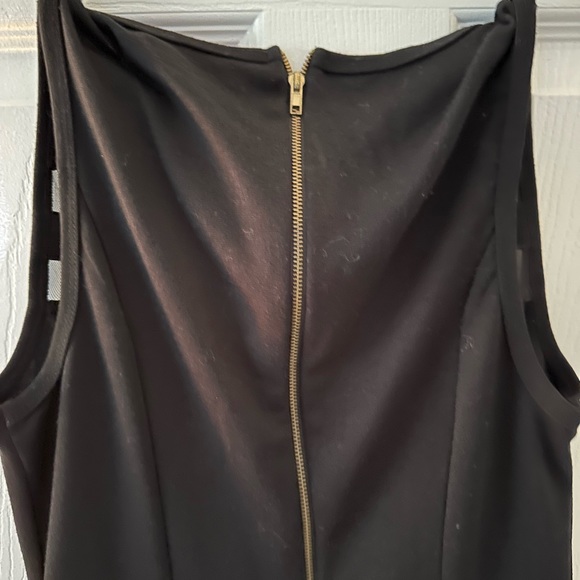 Black mini dress with mesh sheer striping junior sizing - Picture 8 of 8